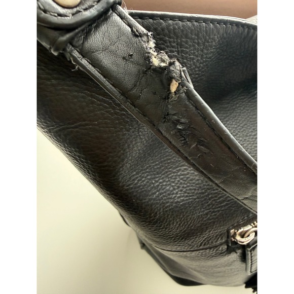 Frye Heidi Black Pebbled Leather Hobo Bag with Tassels - Picture 13 of 16